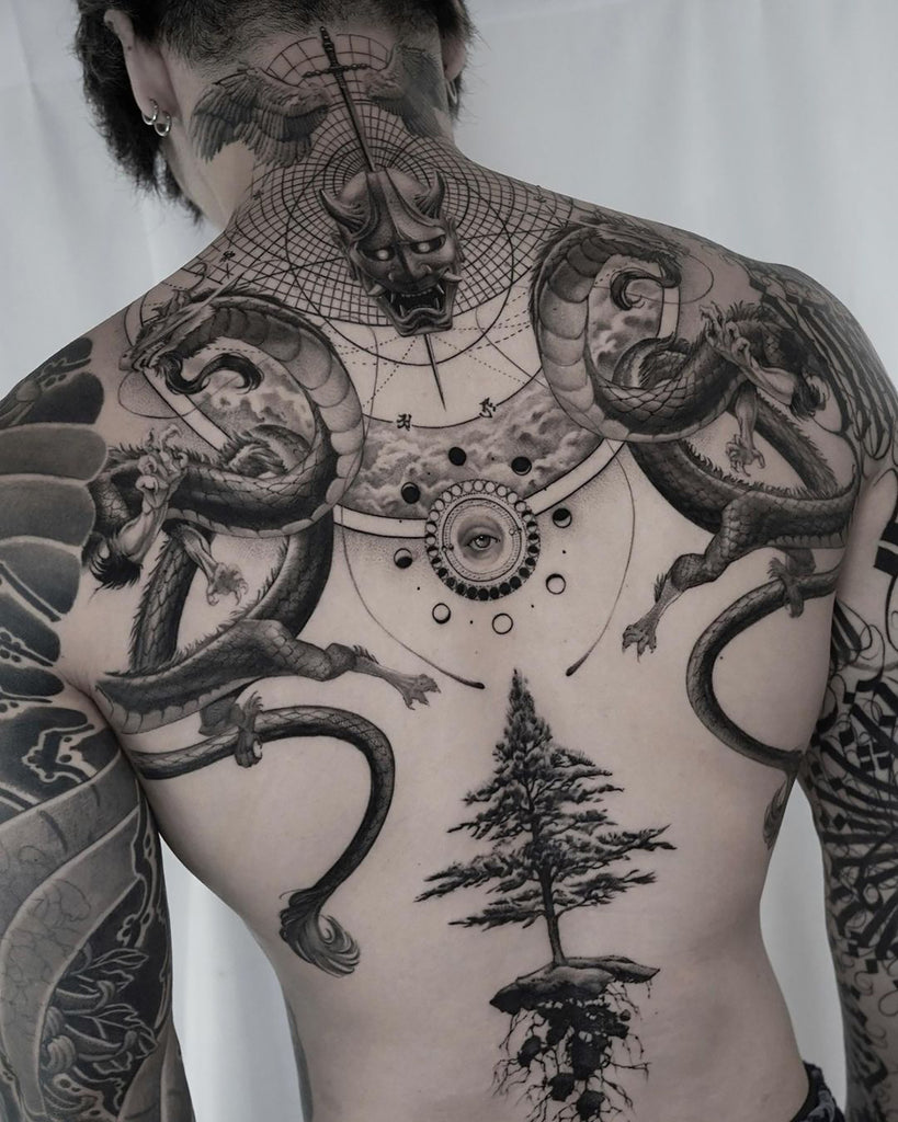 Chinese Dragon Back Tattoo | Chinese Temple